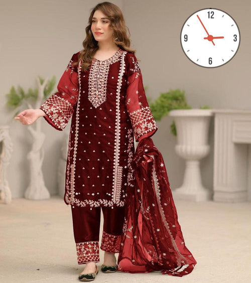 3 pieces suit for women with Embroidered Dupatta